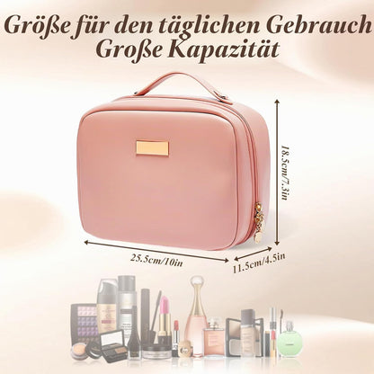 Aucuu Kosmetiktasche Damen, Groß Make up Tasche, Reise Schminktasche, Leder Tragbare Kulturbeutel, Cosmetic Bag Mit Griff Und Teiler, Kosmetische Tasche, Wasserdicht Kosmetiktasche Für Damen Mädchen